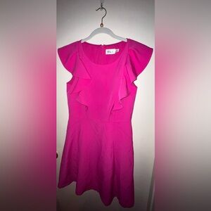 Hot pink ruffle sleeve dress